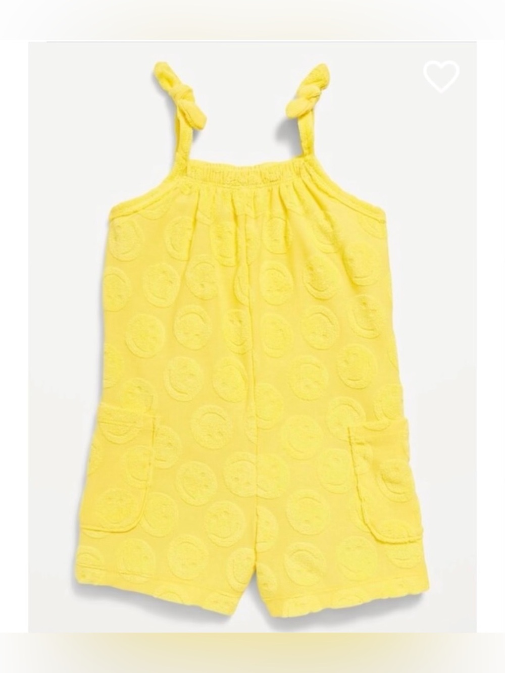 Old Navy Sleeveless Loop-Terry Romper Toddler Girl 3T Yellow Smiley Face